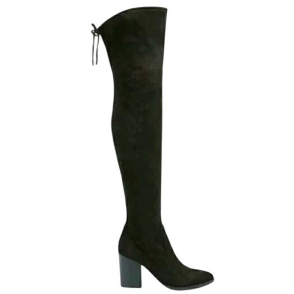 Marc‎ Fisher Black Suede Over The Knee Boots Size 5 Heel Size Zip